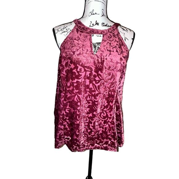 Altar’d State Vintage 90s Y2K Red Burgundy Goth Vamp Velvet Floral Sleeveless M - Picture 1 of 9